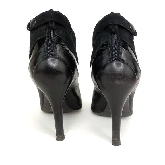 Costume National Black Leather Suede Button Heels Made in Italy - Picture 4 of 8